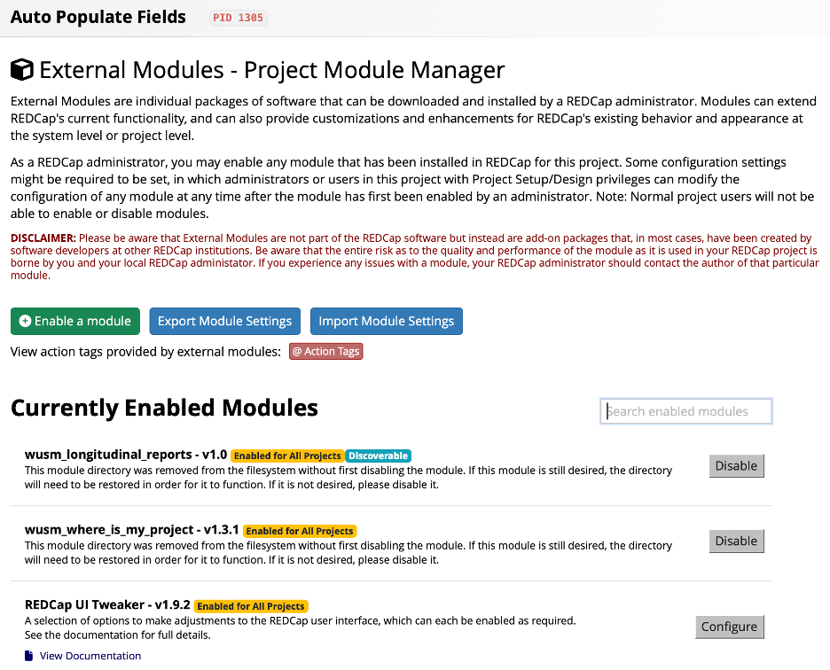 Searching for the module
