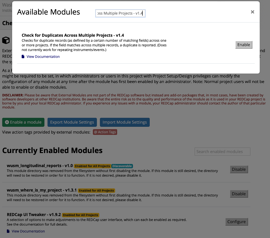 Searching for the module