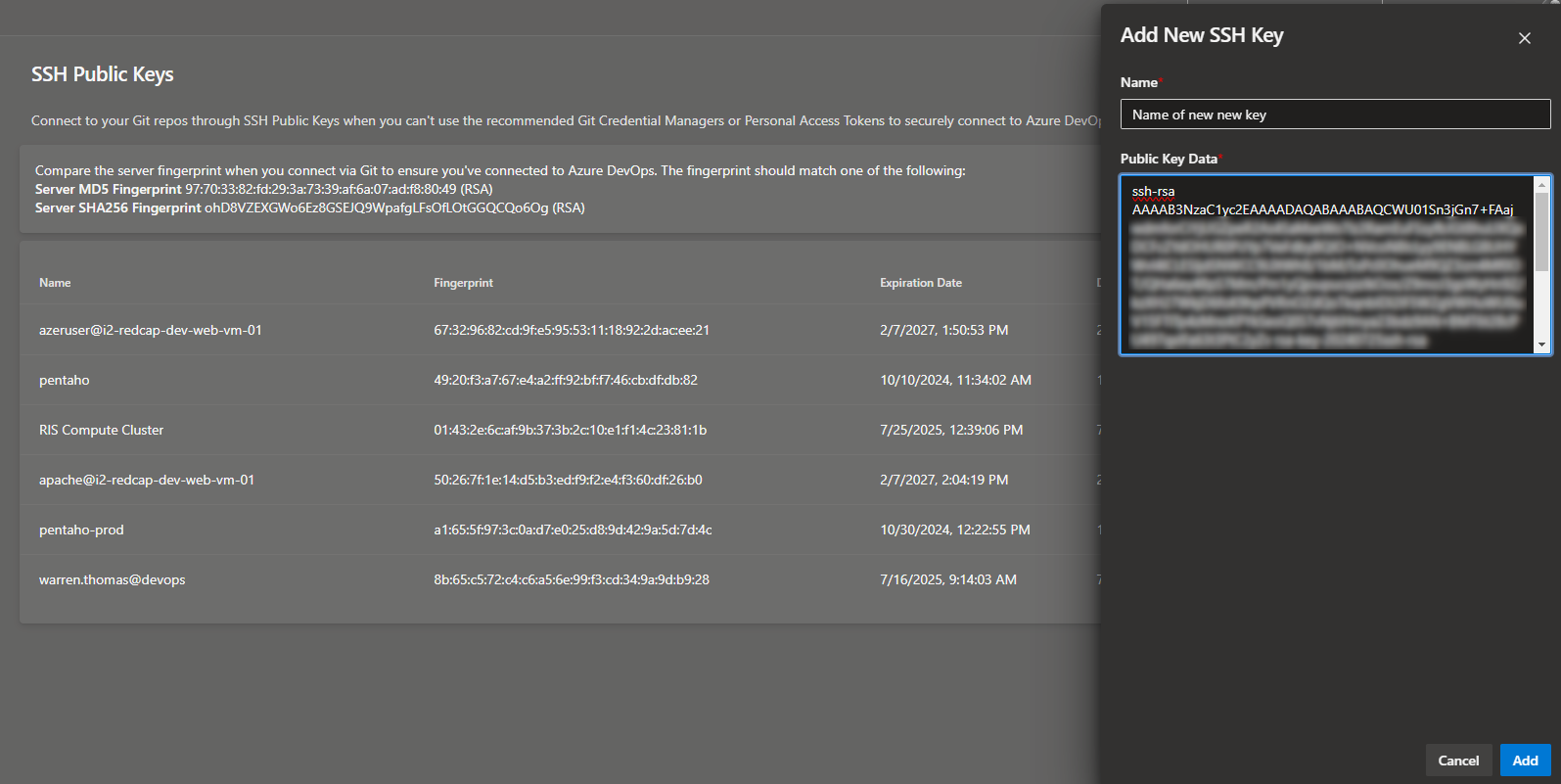 Start by navigating to the user setup menu and selecting SSH Public Keys in Devops